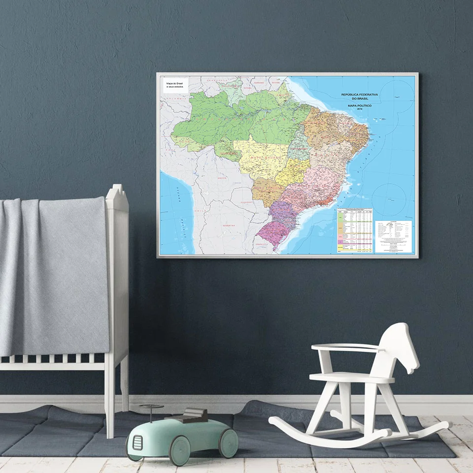 

59*42cm Portuguese Brazil Map Canvas Painting Small Posters and Prints Home Office Decoration Travel School Supplies