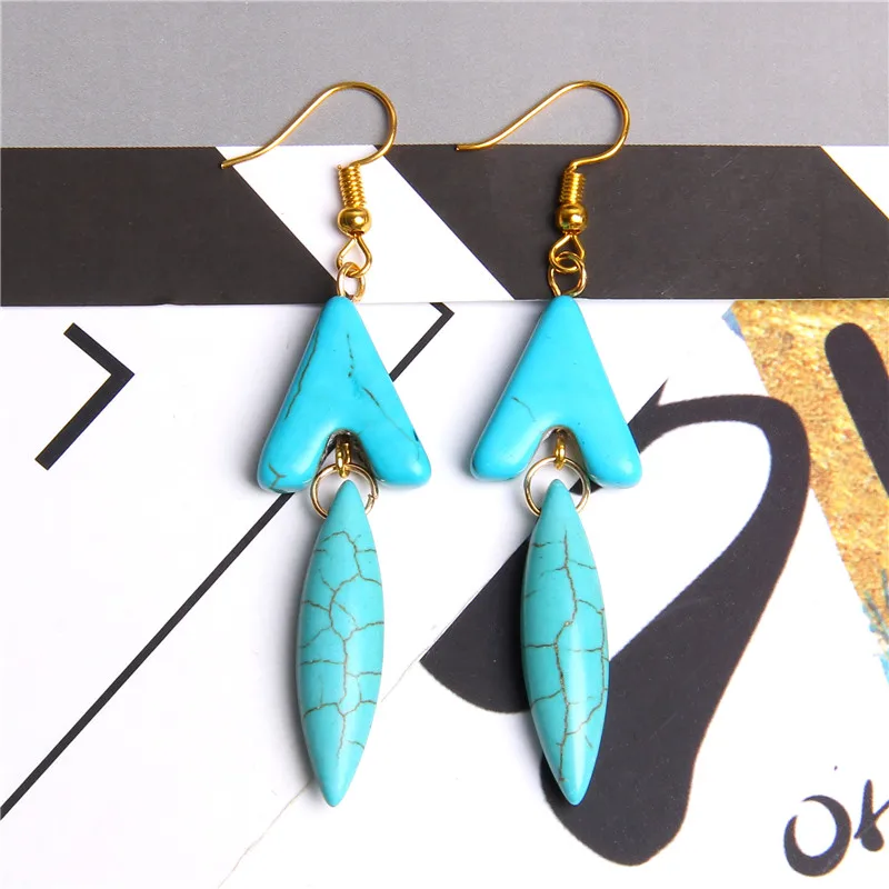 Натуральная бирюза камень серьги для девочек Античная Богемия нерегулярные