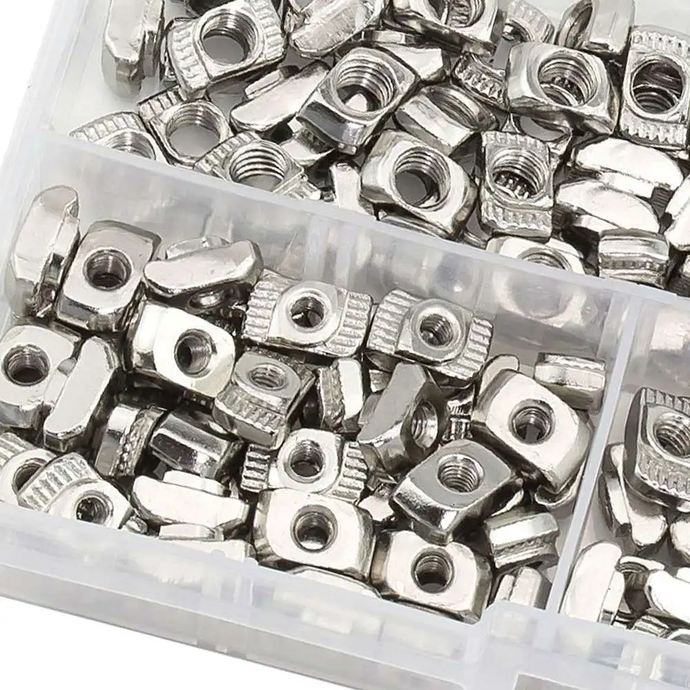 

160pcs M3 M4 M5 T-Slot Nut Assortment Kit Nickel Coated T-Slot Hammer Head Nuts Fasteners