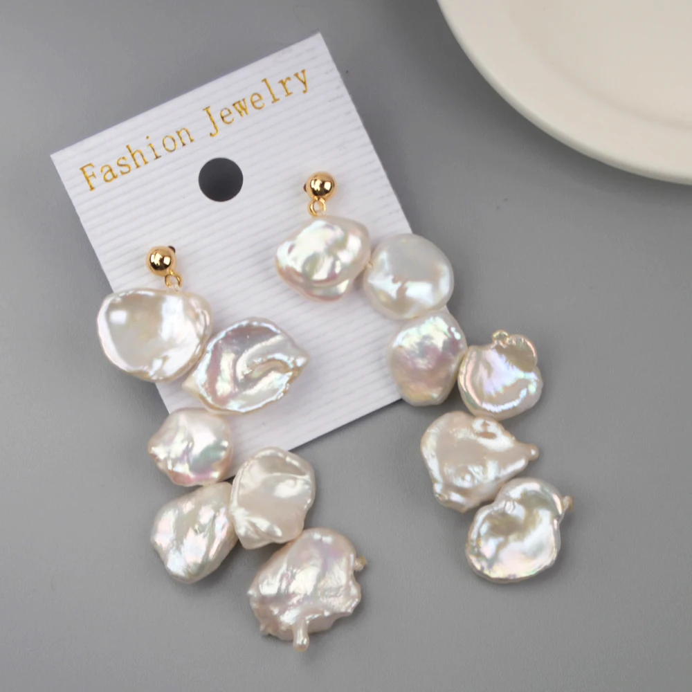 Серьги гвоздики BOROSA естественный неправильной формы женские шикарные серьги с