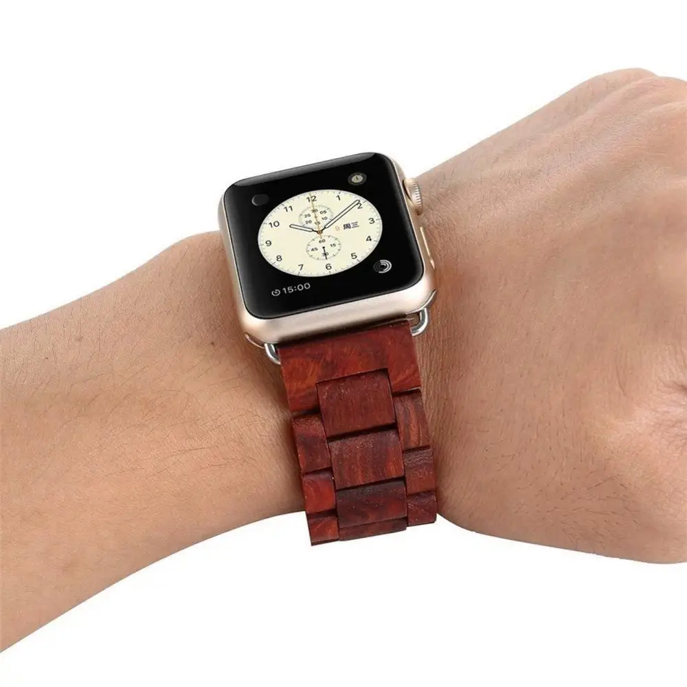 Деревянный ремешок для Apple watch 44 мм 40 iWatch 42 38 металлическая застежка бабочка