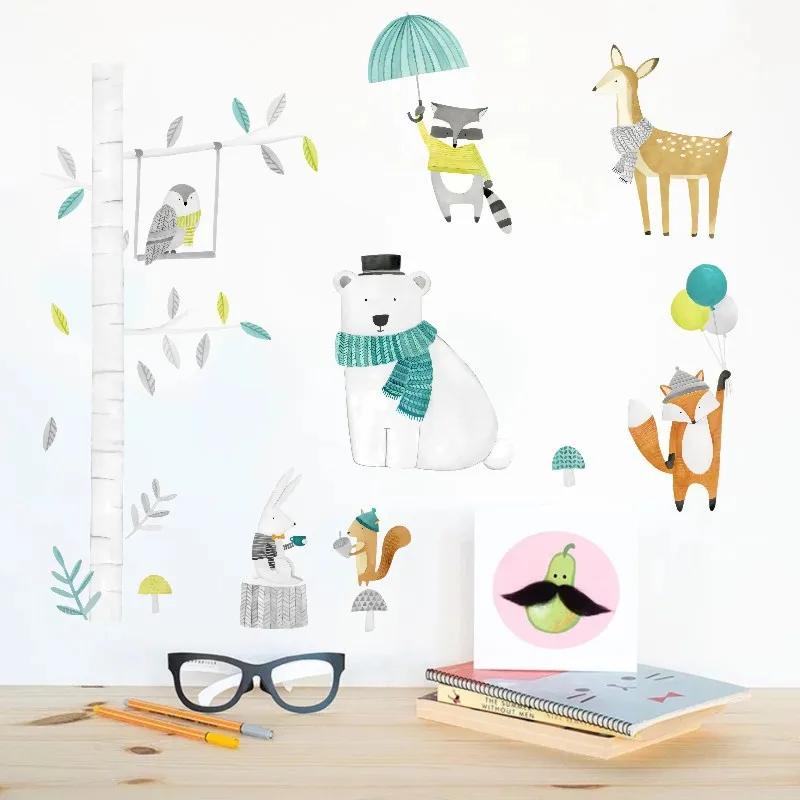 

2019 New Nordic Style Animal Kids Rooms Decoration Wall Sticker Animal Friends Painting Picture for Baby Room Wall Art Poster