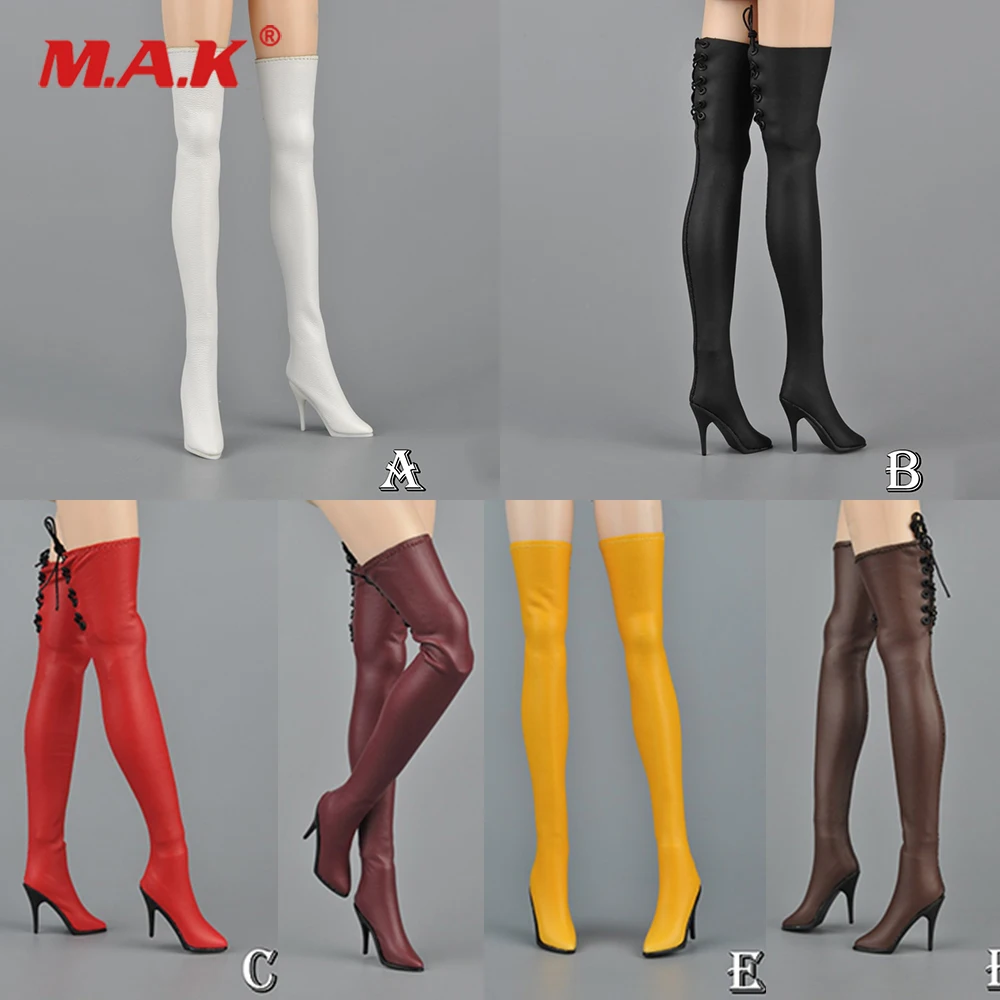 

1/6 Female HIgh Heel Long Boots Model Toy for Phicen Ud Verycool Figure Body Six Colors With Feet Inside Accessories