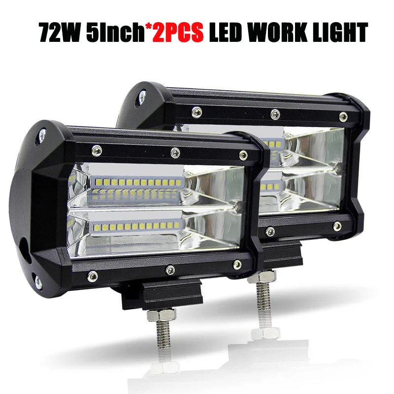 2PCS 72W 5 inch 2 шт. светодиодный брусок для внедорожников 18-240W 4-12 дюймов светодиодный светильник бар светодиодный рабочий Светильник Автомобиля Трактор Лодка 4x4 грузовик внедорожник ATV дальнего света 12V 24V - Цвет: 2PCS 72W 5 inch