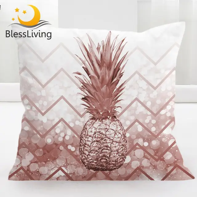 BlessLiving Pineapple Pillow Cover Geometric Wave Cushion Cover Tropical Fruit 3D Pillow Case Luxury Glitter 45x45cm Dropship 1
