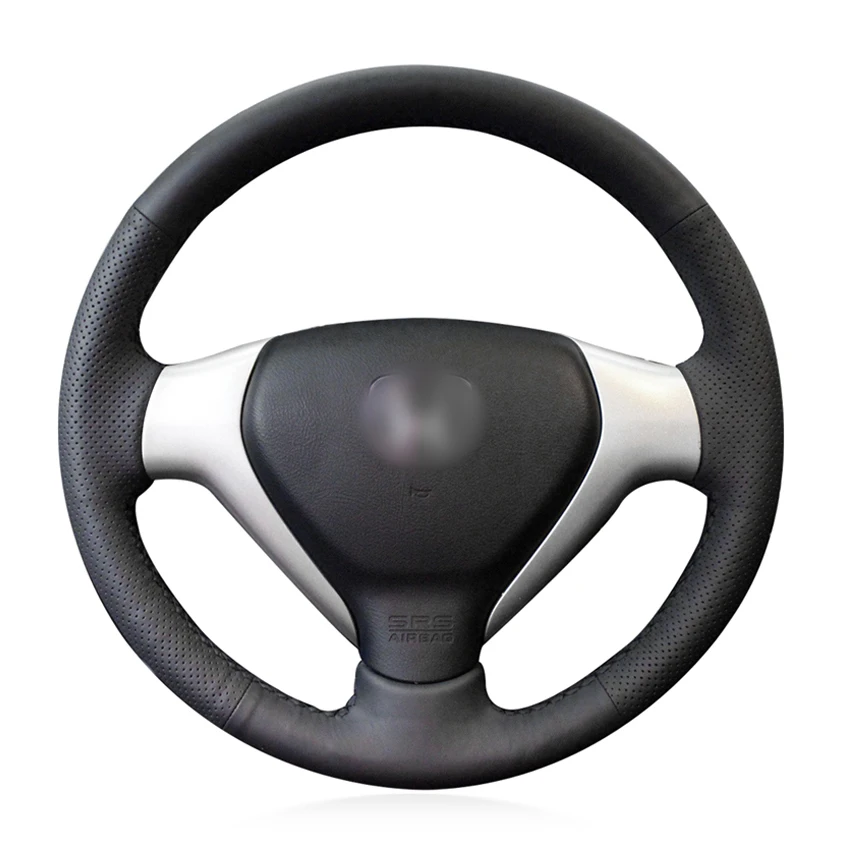 

Black Artificial Leather Hand-stitched No-slip Car Steering Wheel Cover for Honda Old City Fit Jazz