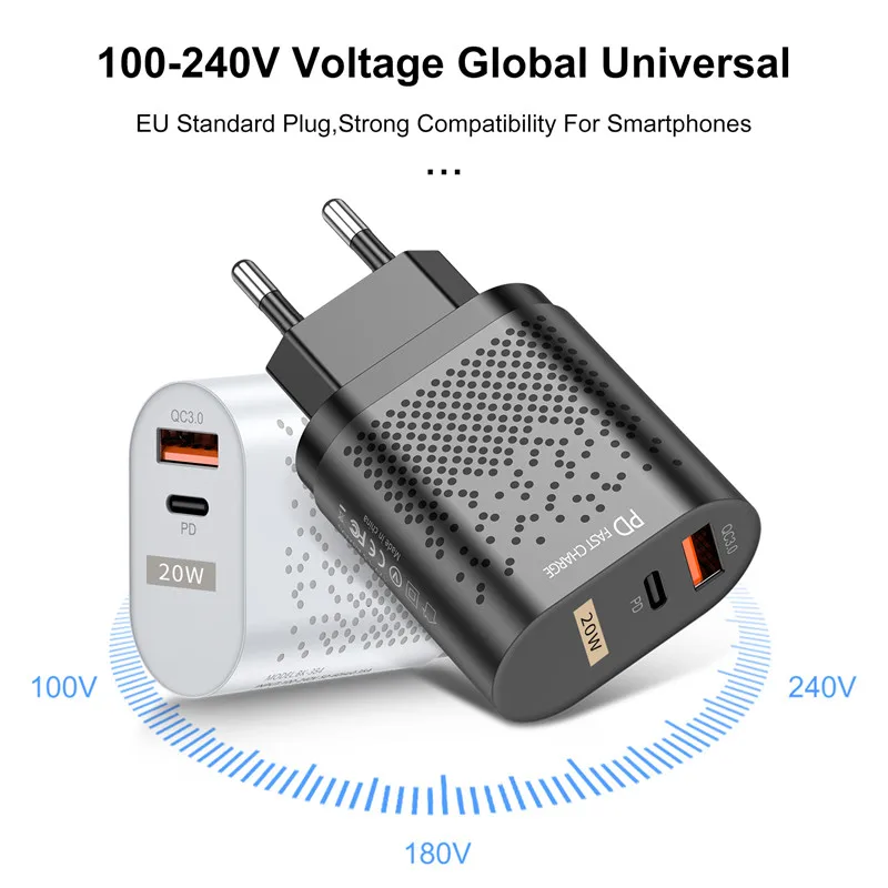 PD 20W USB Type C Charger For iPhone 14 13 Pro Max Mini Quick Charge QC 3.0 Fast Charging Travel Wall Plug For Xiaomi 12 Samsung