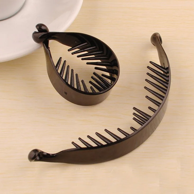 Черные пластиковые скрученные заколки для волос фиксации хвостов прозрачные