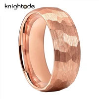 rose gold multi faceted hammered tungsten carbide wedding band for couple anniversary rings gift dome brushed comfort fit