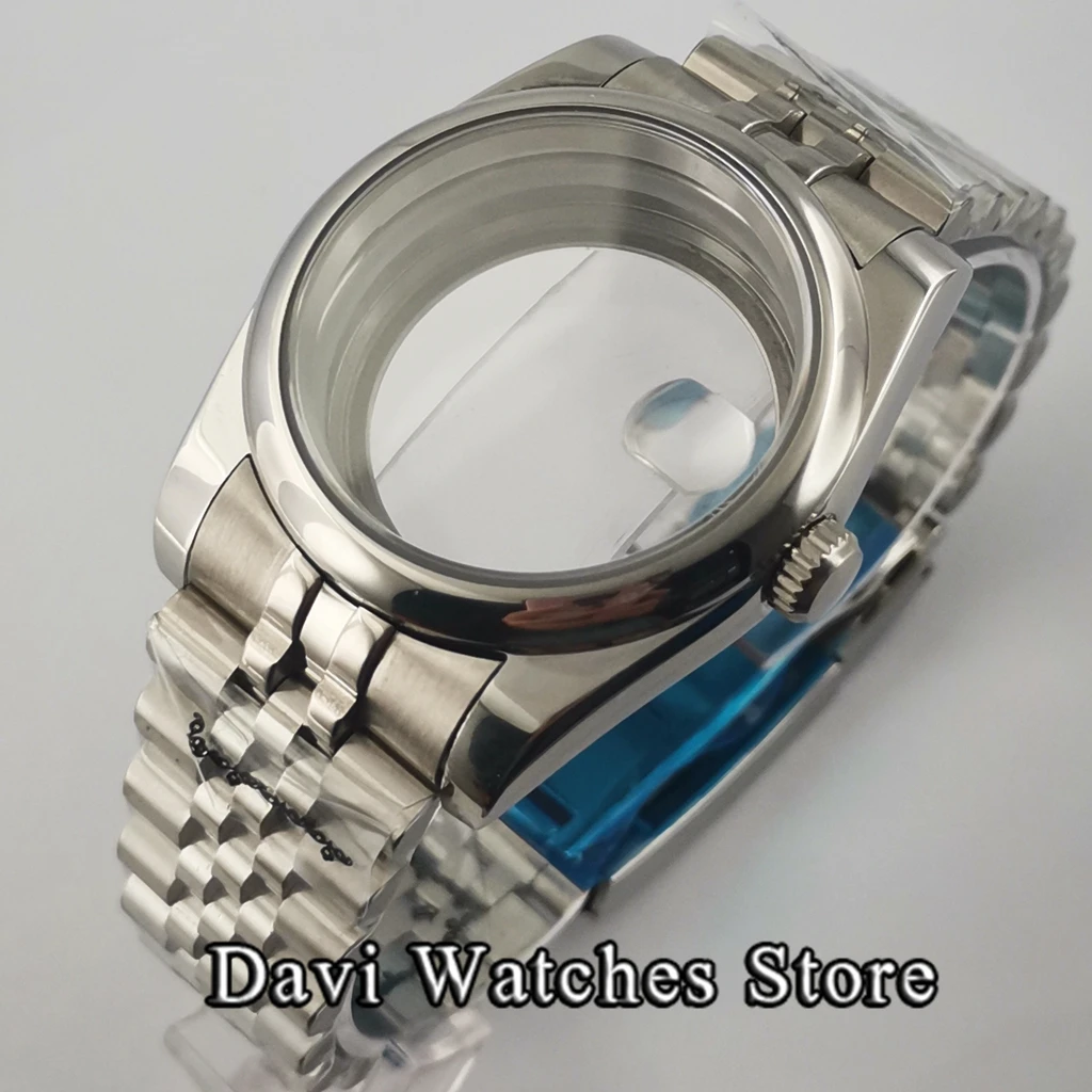 

36mm 39mm Steel Silver Sapphire Glass Watch Case Bracelet Fit NH35 NH36 ETA 2836 Miyota 8215 821A Mingzhu DG 2813 3804 Movement