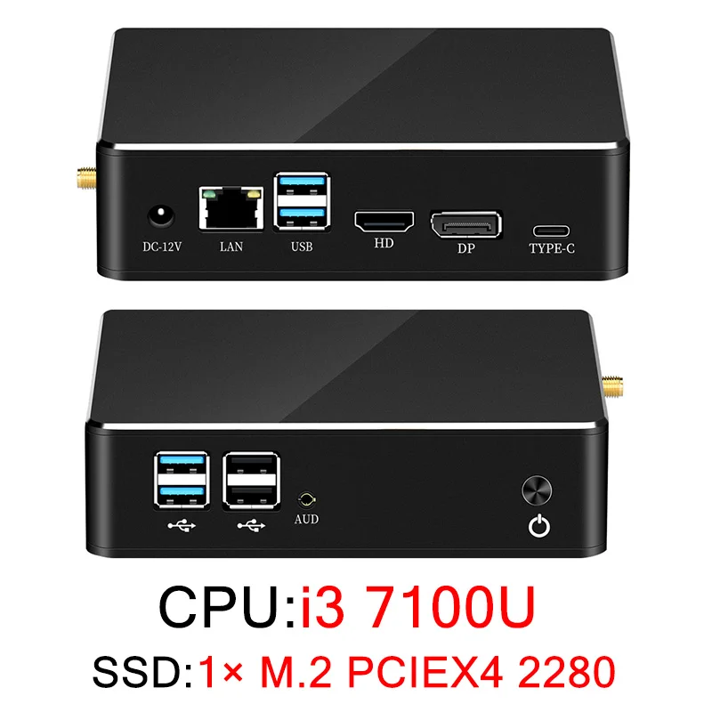 Мини ПК Intel Core i3 8130U i5 8250U i7 8550U DDR4 Windows 10 в формате 4 K UHD HDMI VGA 8xusb Wi-Fi Gigabit Ethernet HTPC офисный компьютер - Цвет: Core i3-7100U