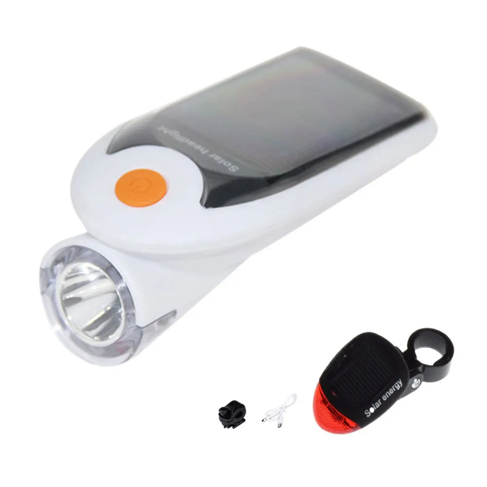 

Bicycle Front Light Bikes Headlight Solar Bike Light Taillight Set Waterproof Solar-Powered Bike Lights 4 Lighting Modes