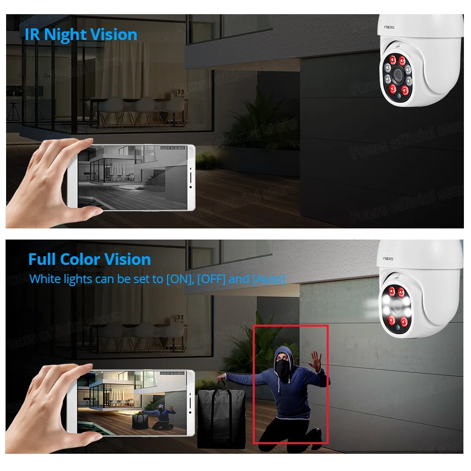 IP камера FUERS 2 шт. 1080P Wi Fi PTZ ночное видение|Камеры видеонаблюдения| |