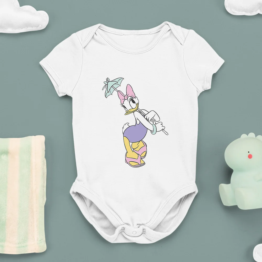 

Одежда для младенцев Disney Kawaii Dropship Summer New Daisy Print Harajuku White Baby Onesie 0-24M O-Neck Short Sleeve Four Seasons