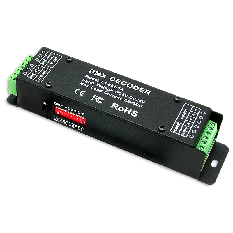 Новый светодиодный DMX декодер LTECH 12 В 3-канальный RGB-ленточный 5-24 постоянного тока