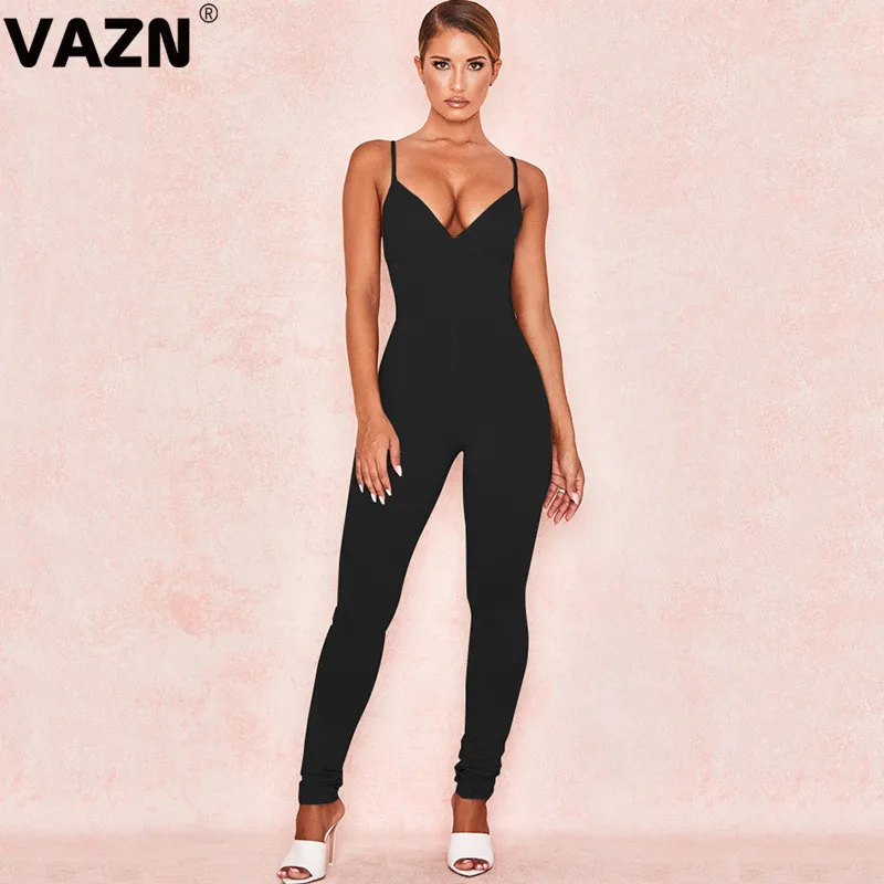 Женские вечерние комбинезоны VAZN GFD18358 Клубные офисные без рукавов с v образным