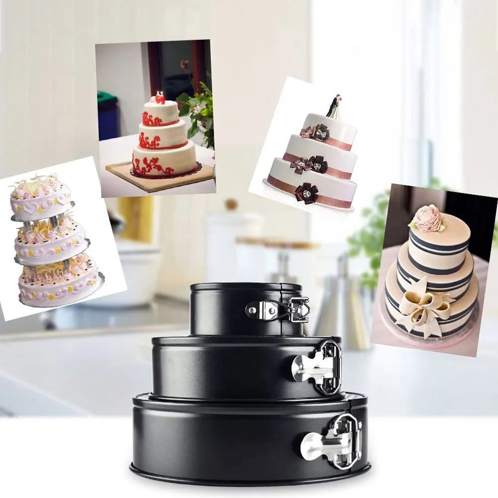

Cake Molds 3pcs/set Kitchen Bakeware Leakproof Round Metal Non-Stick Removable Bottom Heat-Resistant Mousse Chiffon
