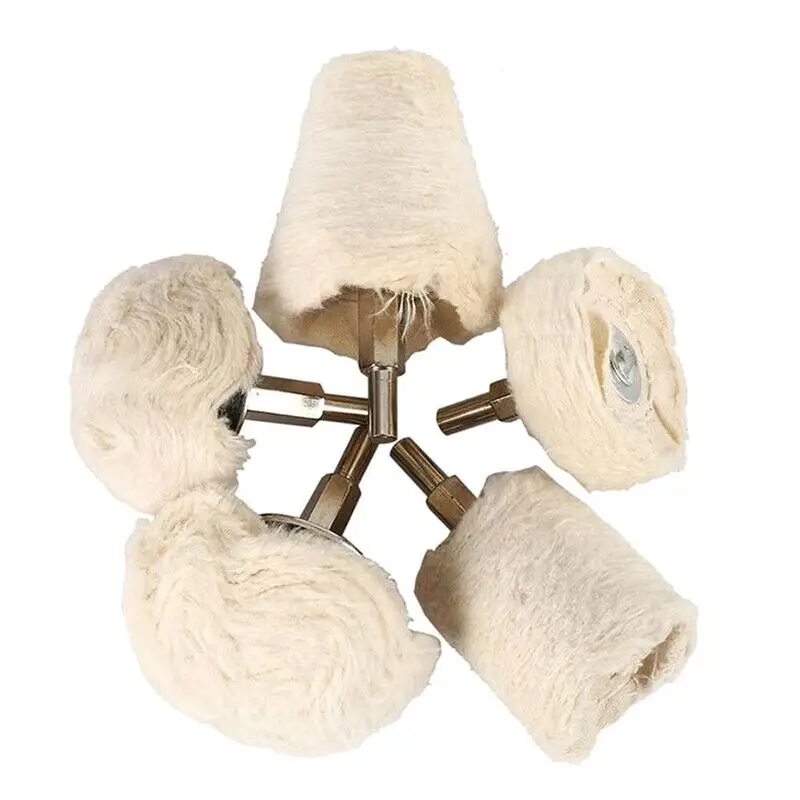 4 шт./5 шт. конус белая ткань колеса полированная хлопковая ткань колеса цилиндрический гриб фланелевый диск Шлифовальная головка диаметр ручки