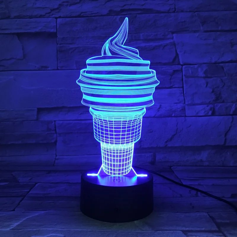 

Nighdn Ice Cream 3d Lamp Ilusion Night Light for Baby Bedroom Cool Gifts for Kids Bedroom Table Bedside Lamp Home Decoration