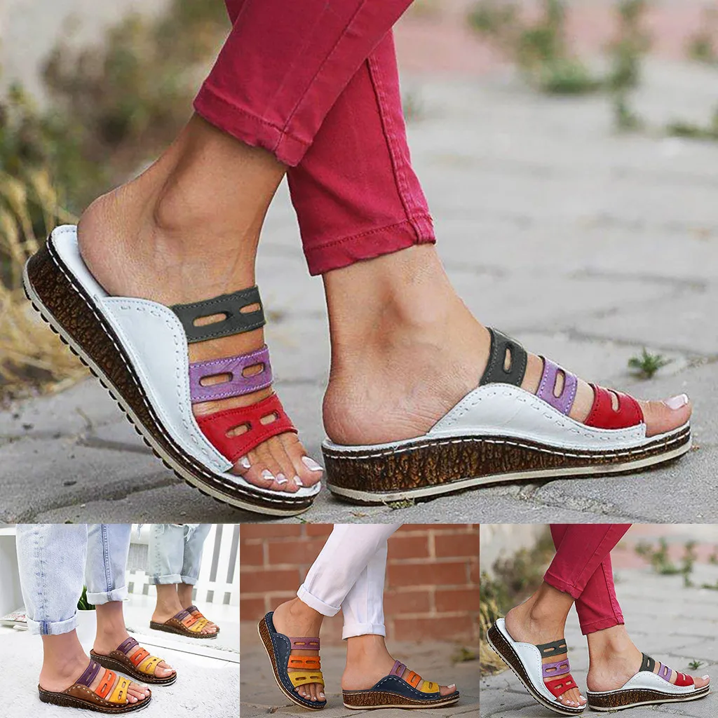 

SAGACE Ladies slippers Women Fashion Mixed Color Slip On Wedges Sandals Casual slippers Women Slipper Shoes women's sneakers new