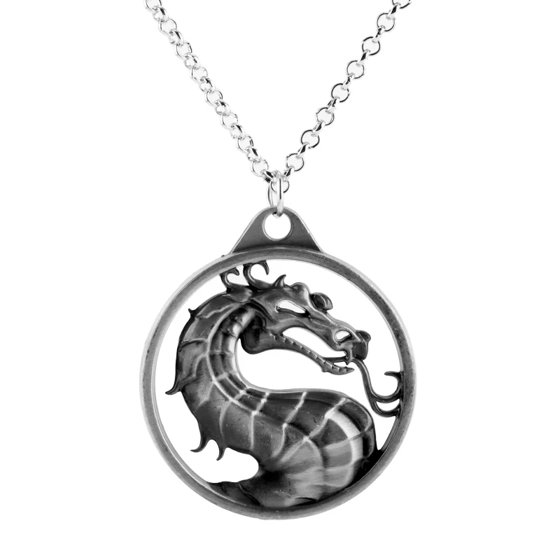 Mortal Kombat, ожерелье, игра, ювелирное изделие, кулон в виде дракона, ожерелье, модная цепочка, металлическая подвеска, чокер-колье - Окраска металла: antique silver