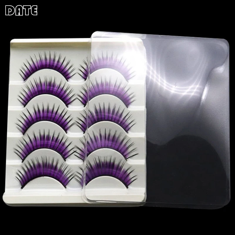 

5 Pairs Lot 3D Colored Eyelashes Natural Comic Eyes Curly COS Cosplay Stage Performance Colorful Extension Makeup Kit Eyelashes