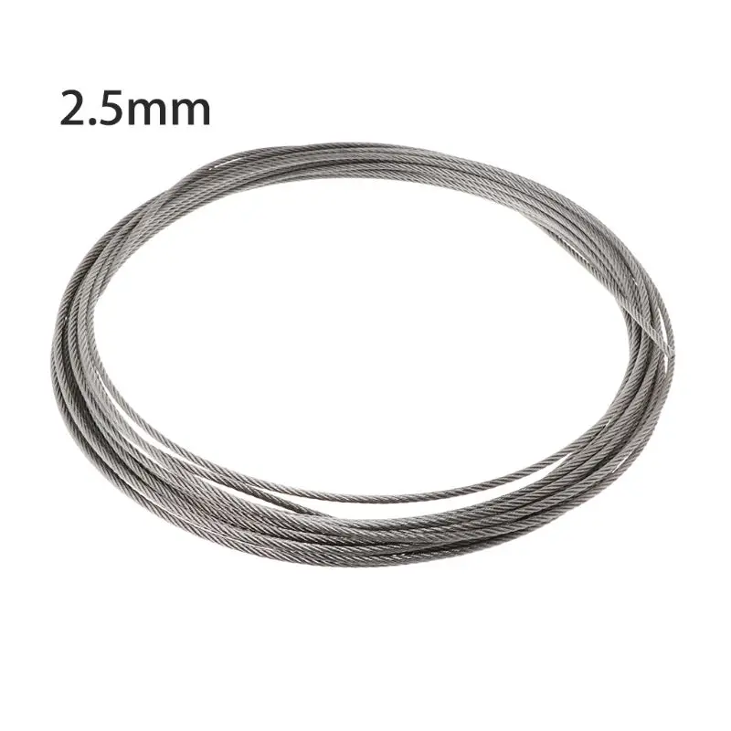 

New 10m 304 Stainless Steel Wire Rope Soft Fishing Lifting Cable 7×7 Clothesline