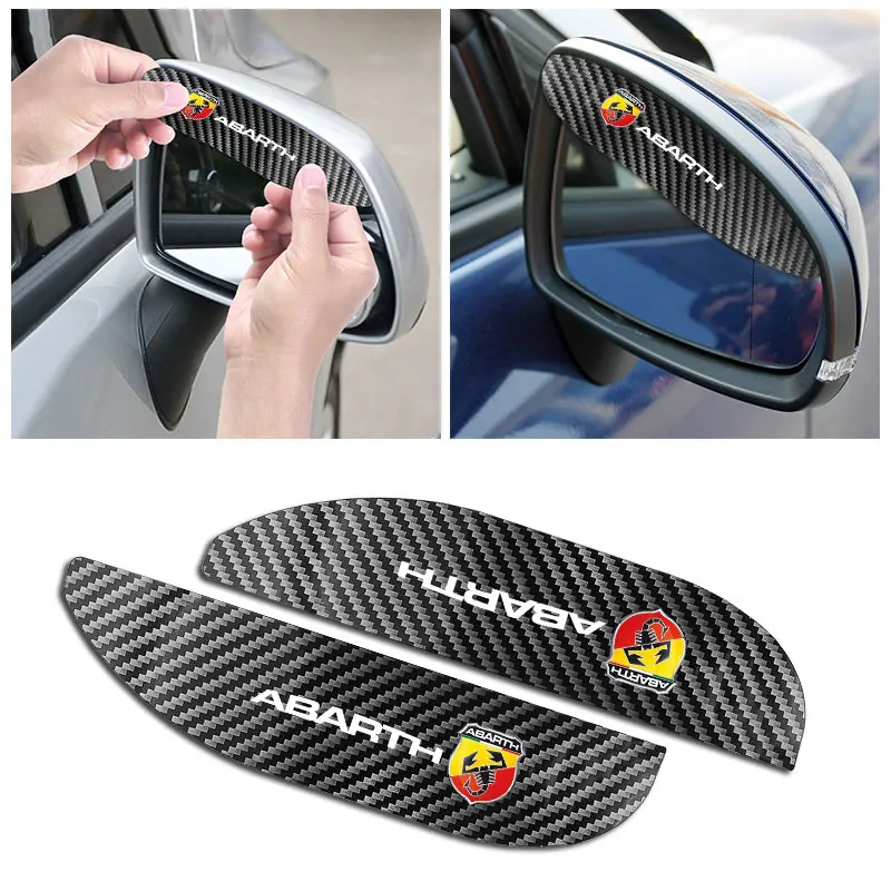 Два автомобильных декоративных зеркала заднего вида с защитой от дождя и наклейками на обратную сторону для Abarth 500 595 1100 Ducato Palio логотип аксессуаров.