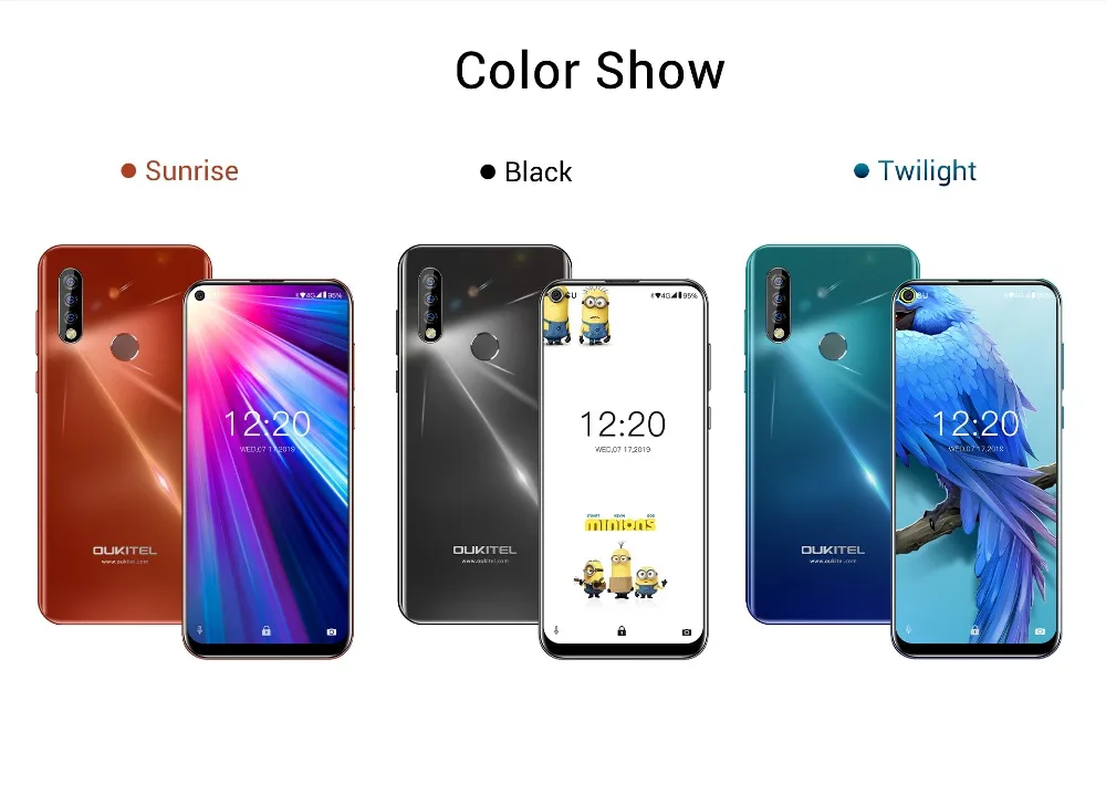 OUKITEL C17 Тройная задняя камера 6,35 дюйма Android 9,0 смартфон MT6763 3 Гб 16 Гб отпечаток пальца для лица ID 3900 мАч мобильный телефон