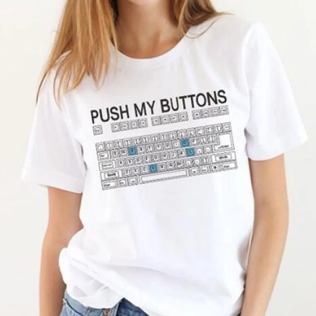 Женская футболка с буквенным принтом для девочек забавная Футболка клавиатуры