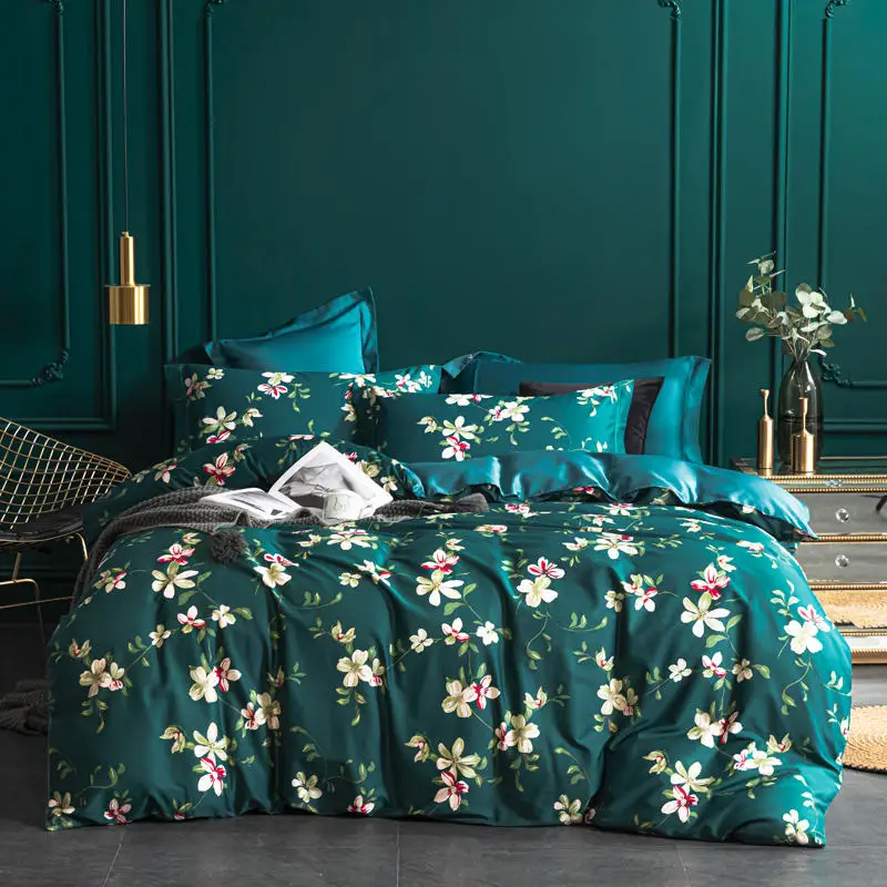 60s Египетский хлопок Комплект постельного белья размер королевы сатин цифровая