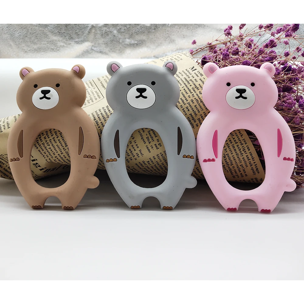 

Bear Silicone Teethers Cartoon Rodent Teething Pendant Chewing Necklace DIY Handmade Chew Charms BPA Free Baby Teething Gift Toy
