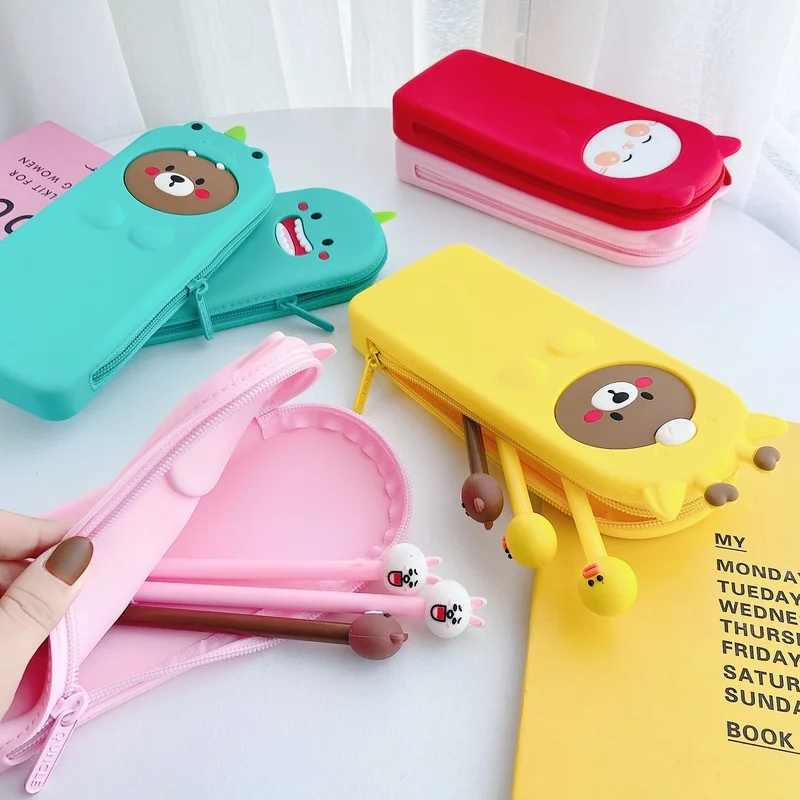 Большая косметичка забавный медведь искусственная для карандашей Пеналы сумки