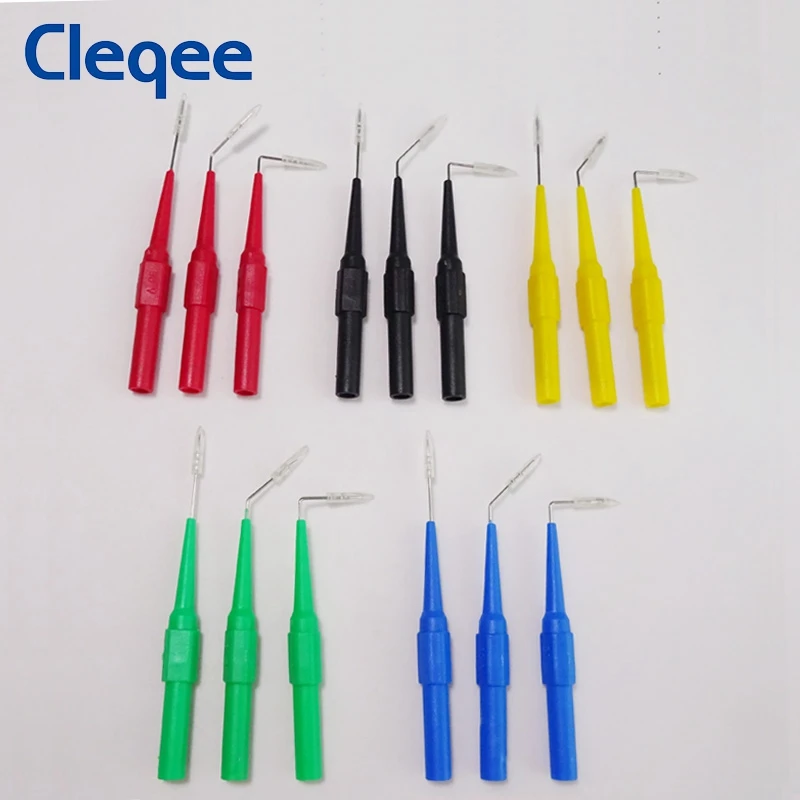 Cleqee P5007 Pro 15PCS Back Probe Kit Straight 90 135 degree Piercing Needles with 4mm Socket Acupuncture Car Tool Kit 30V images - 6