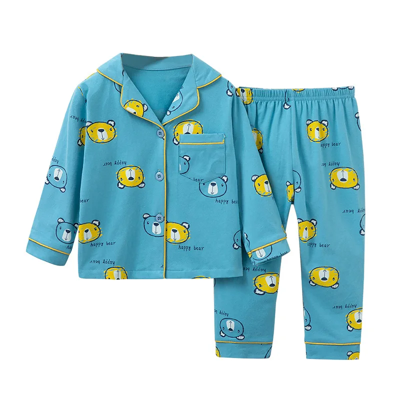 

TUONXYE New Summer Boys Long sleeves Pajamas Girls Set Bears Pyjama Cotton Kids Pijama Children Sleepwear