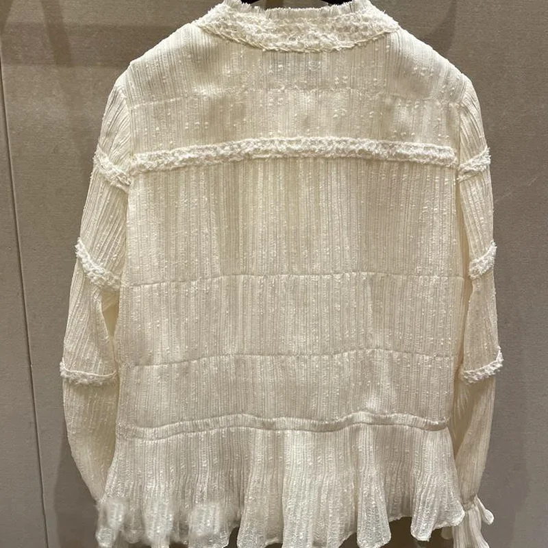 Женские шифоновые рубашки повседневные универсальные топы с V-образным вырезом