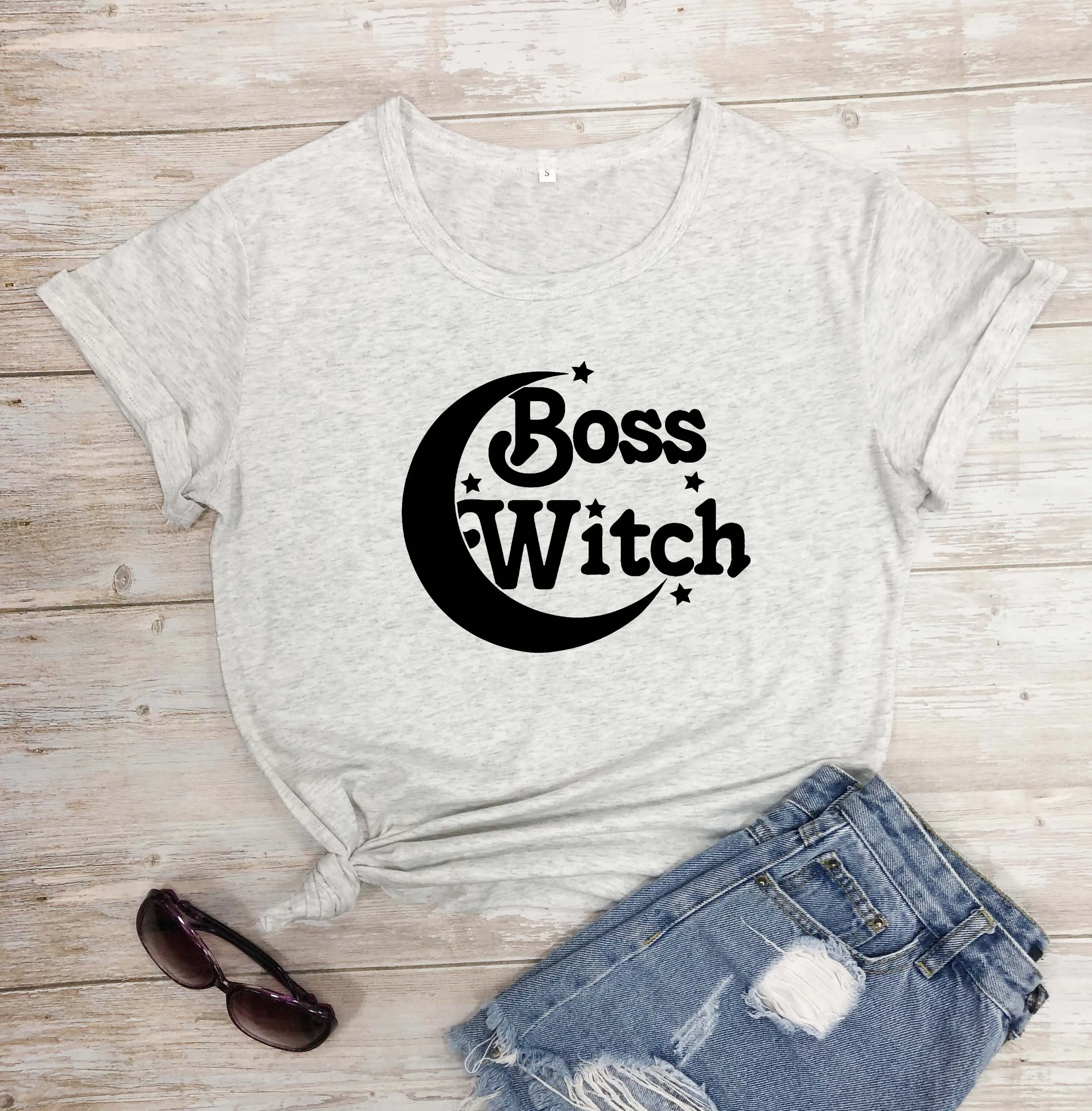 Женская футболка из чистого хлопка Witch graphic повседневная хипстерская в стиле