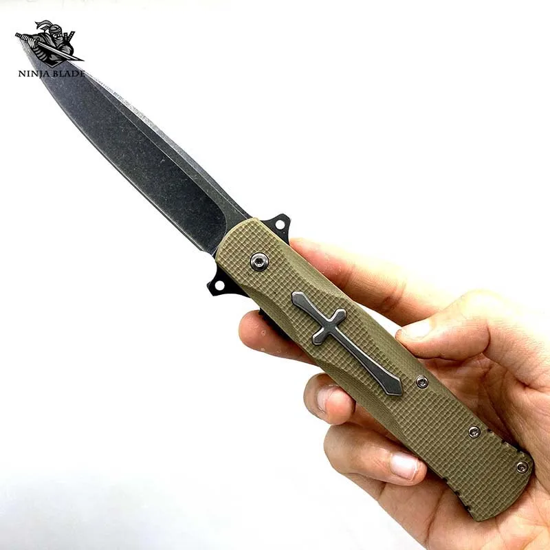 Нож с крестом Христа домкрат портативный складной нож Походный G10 рукоятка EDC 7CrMov