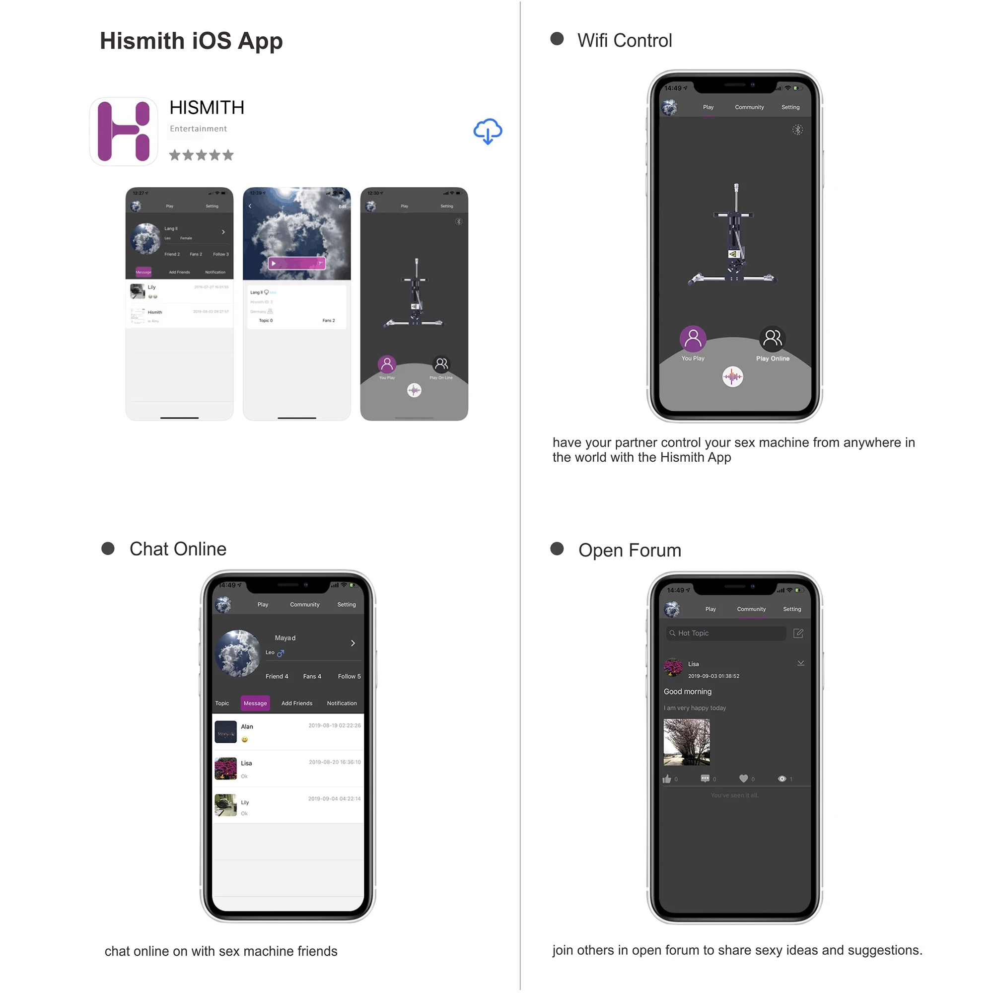 Hismith APP Control ler Премиум секс-машина лучшее сочетание с эксклюзивным дизайном