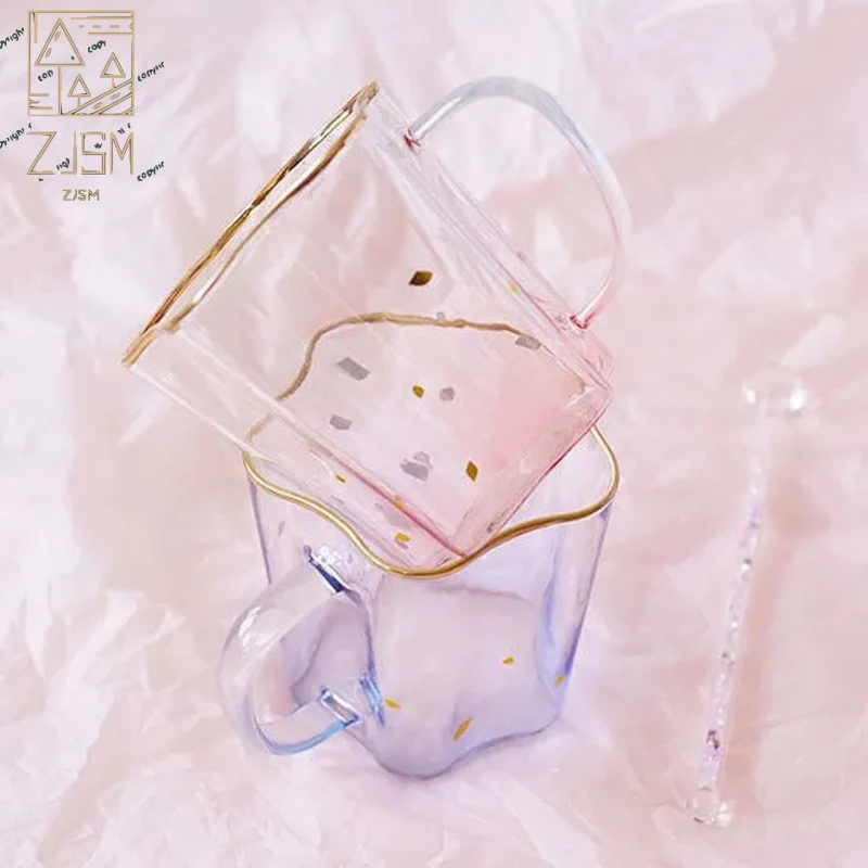 

450ML Creative Phnom Penh Crystal Glass Northern Europe Gradient Kawaii Snack Cup Girl's Gift Coffee Strawberry Milk Mug