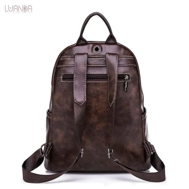 Leather Backpack Women Fashion Backpacks For Teenage Girls High Quality School Bags Women's Shoulder Bag Brand Vintage | Багаж и сумки