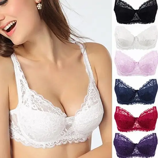 

Casual Women Girls Fashion Sexy Cotton Thin Lace Deep V Racerback Push Up Shaping Padded Brassiere Bras Breathable Bra