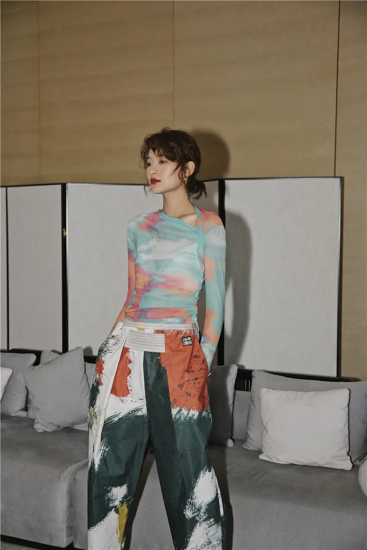 CHEERART волшебная лента хлопковые Красочные брюки женские модные до щиколотки