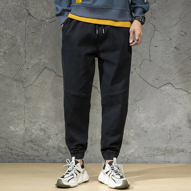 

Japanese Style Fashion Men Jeans Loose Fit Casual Cargo Pants Spliced Designer Streetwear Hip Hop Joggers Wide Leg Trousers