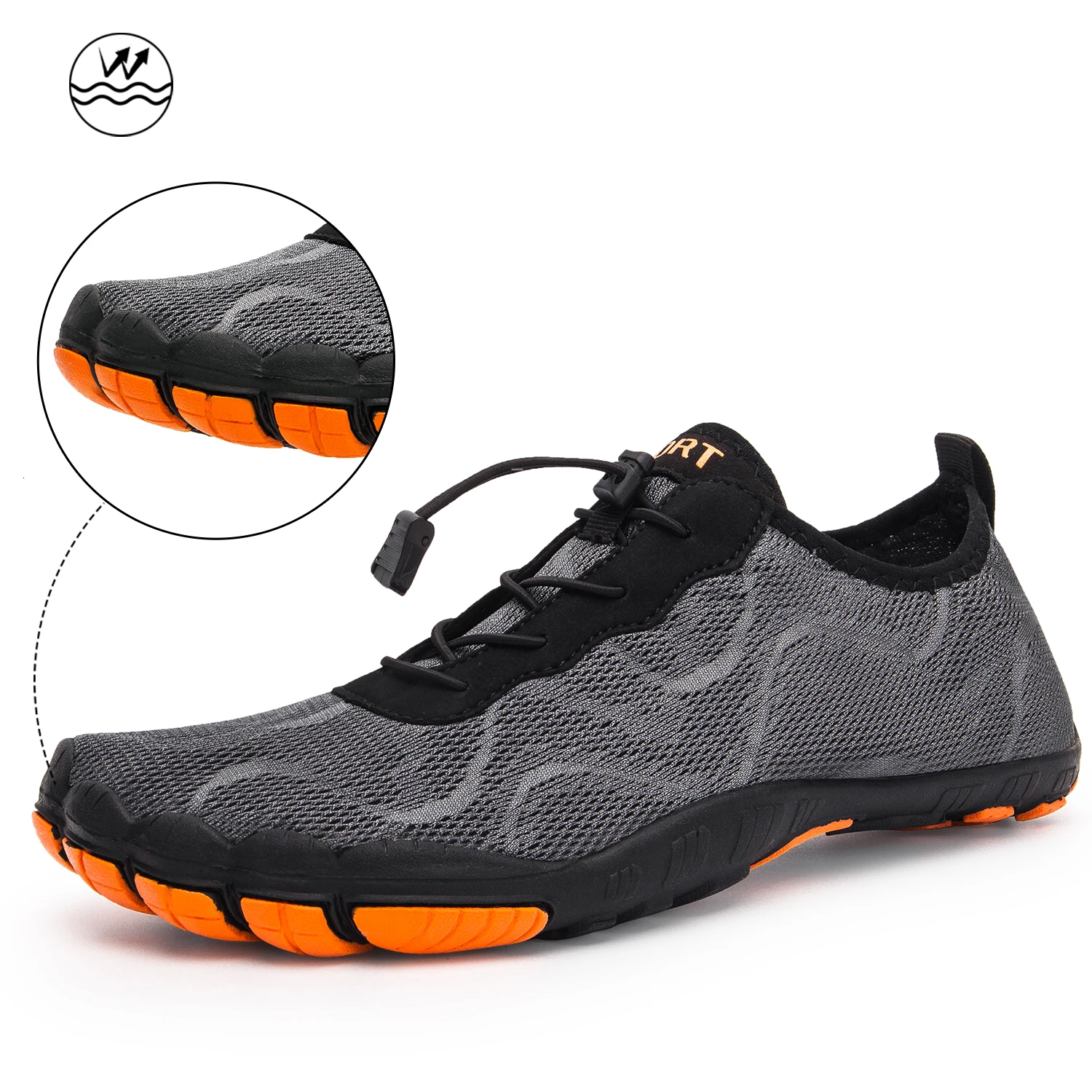 man grey aqua shoes Мужская Спортивная обувь; мужская пляжная обувь для женщин; дышащая Спортивная обувь для пеших прогулок; быстросохнущие кроссовки для речных и морских вод - Цвет: man grey aqua shoes