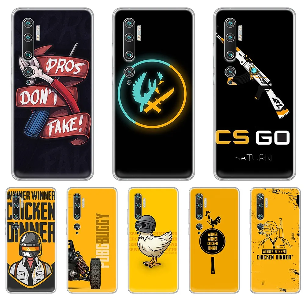 Прозрачный чехол для телефона CS GO shooting game Chicken Dinner back XIAOMI mi 3 4 5 5X 8 9 10 se max pro a2 9T note