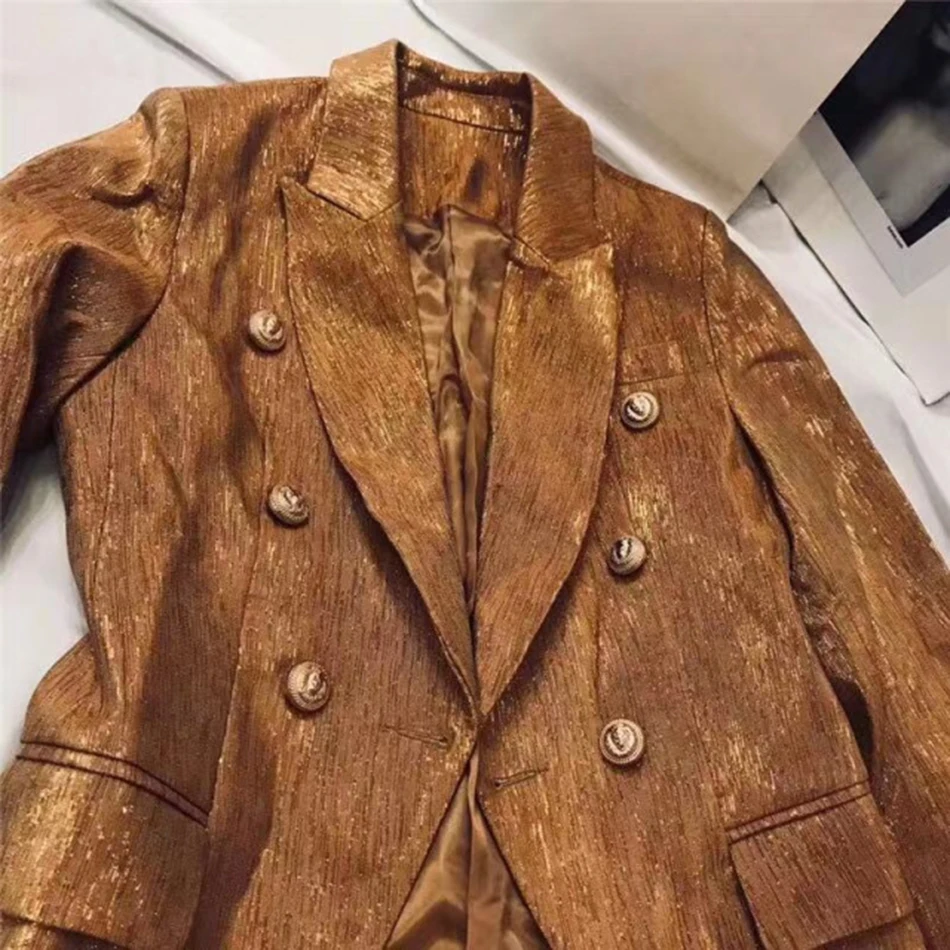 Золотой повседневный костюм пиджак Сексуальная С Вырезанным воротником наряд со