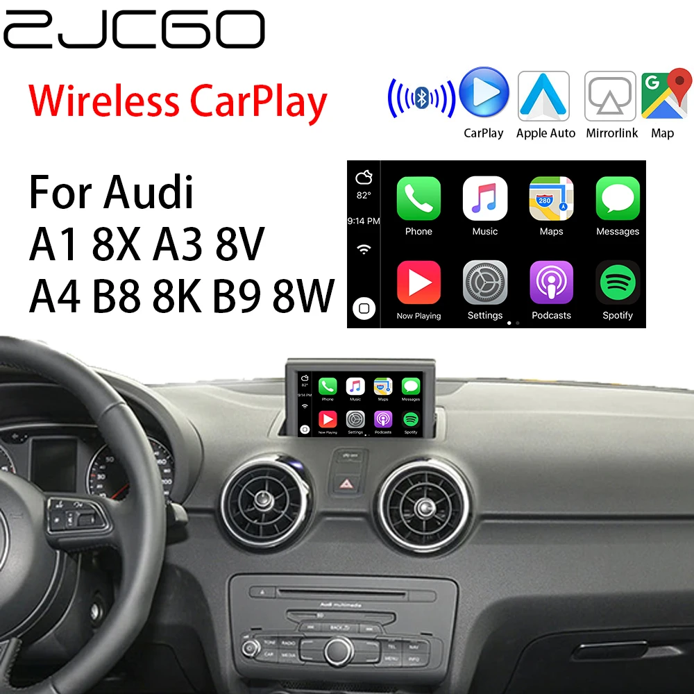

ZJCGO Wireless Apple CarPlay Android Auto interface adapter BOX For Audi A1 8X A3 8V A4 B8 8K B9 8W MMI 2G 3G MIB System