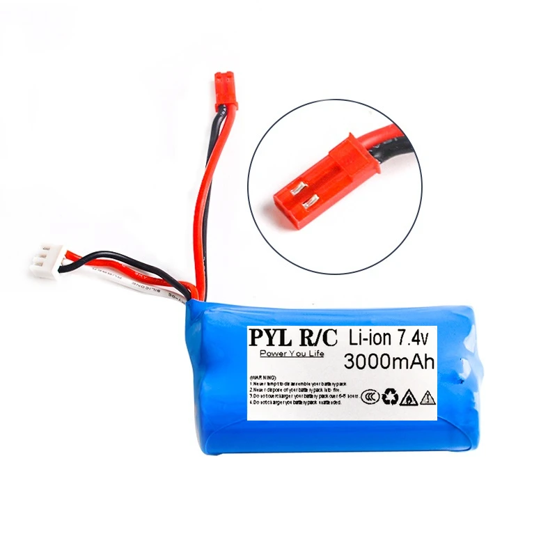 

PYL R/C 7,4 V 3000mAh 18650 литий-полимерный аккумулятор для Udi U12A Syma S033g Q1 H100 H101 H102 H103 FT009 rc модель лодки EL-2P/SM/JST/Т-образный разъем