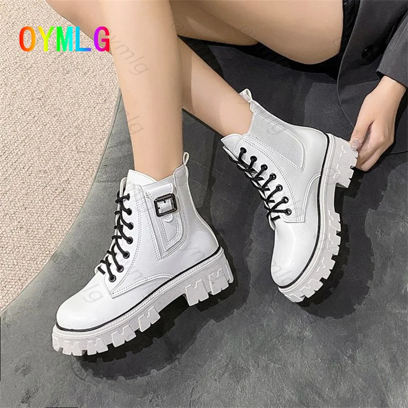 

Martin boots women's autumn 2021new leather boots mid-tube casual short boots British style thick heel women's boots shoes women